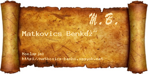 Matkovics Benkő névjegykártya